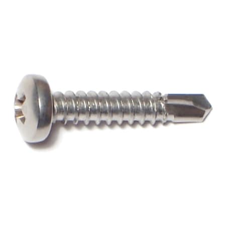 Midwest Fastener Self-Drilling Screw, #10 x 1 in, Plain Stainless Steel Pan Head Phillips Drive, 12 PK 79106
